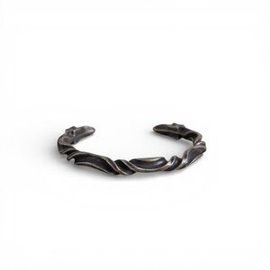 Twisted Cuff Bracelet Silver Tone Sculptural Modern Minimalist Jewelry Gift